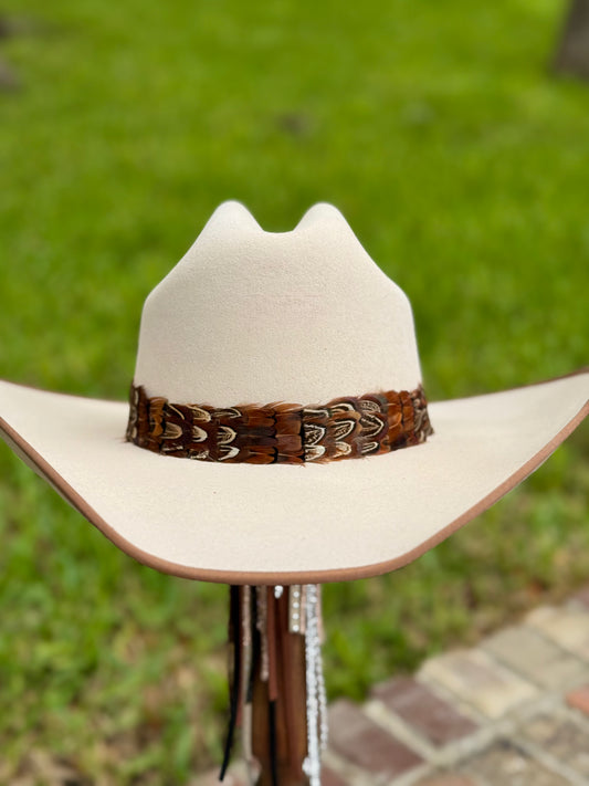 Pheasant Feather Hatband (Dark Brown)
