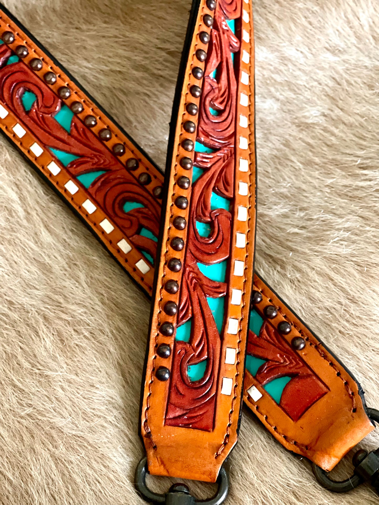 Tooled Leather Purse Straps (Long)