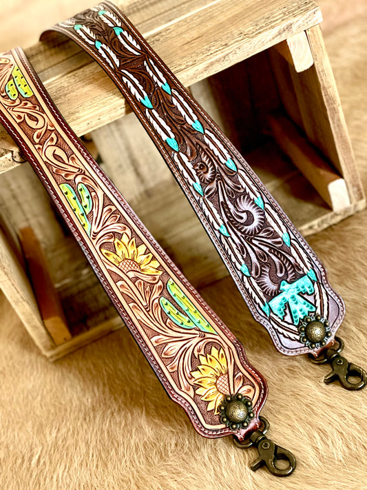 Tooled Leather Purse Straps