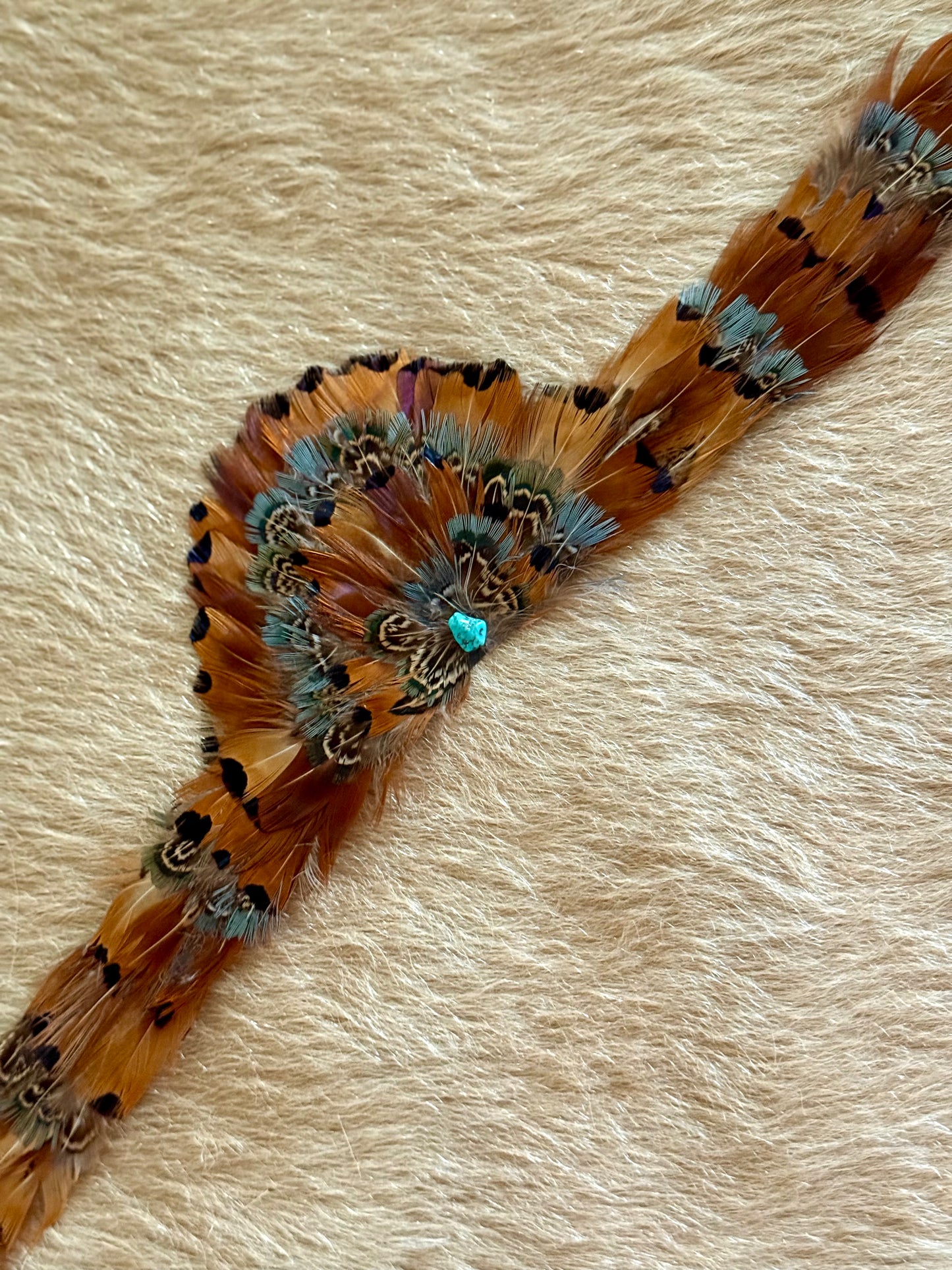 Pheasant Feather Hatband with Front Feather Fan (Dark Brown)