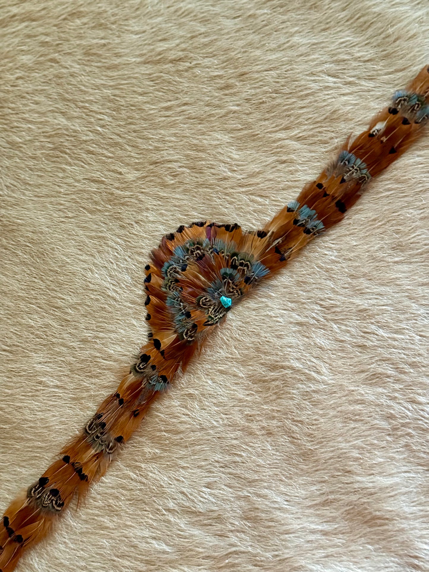 Pheasant Feather Hatband with Front Feather Fan (Dark Brown)