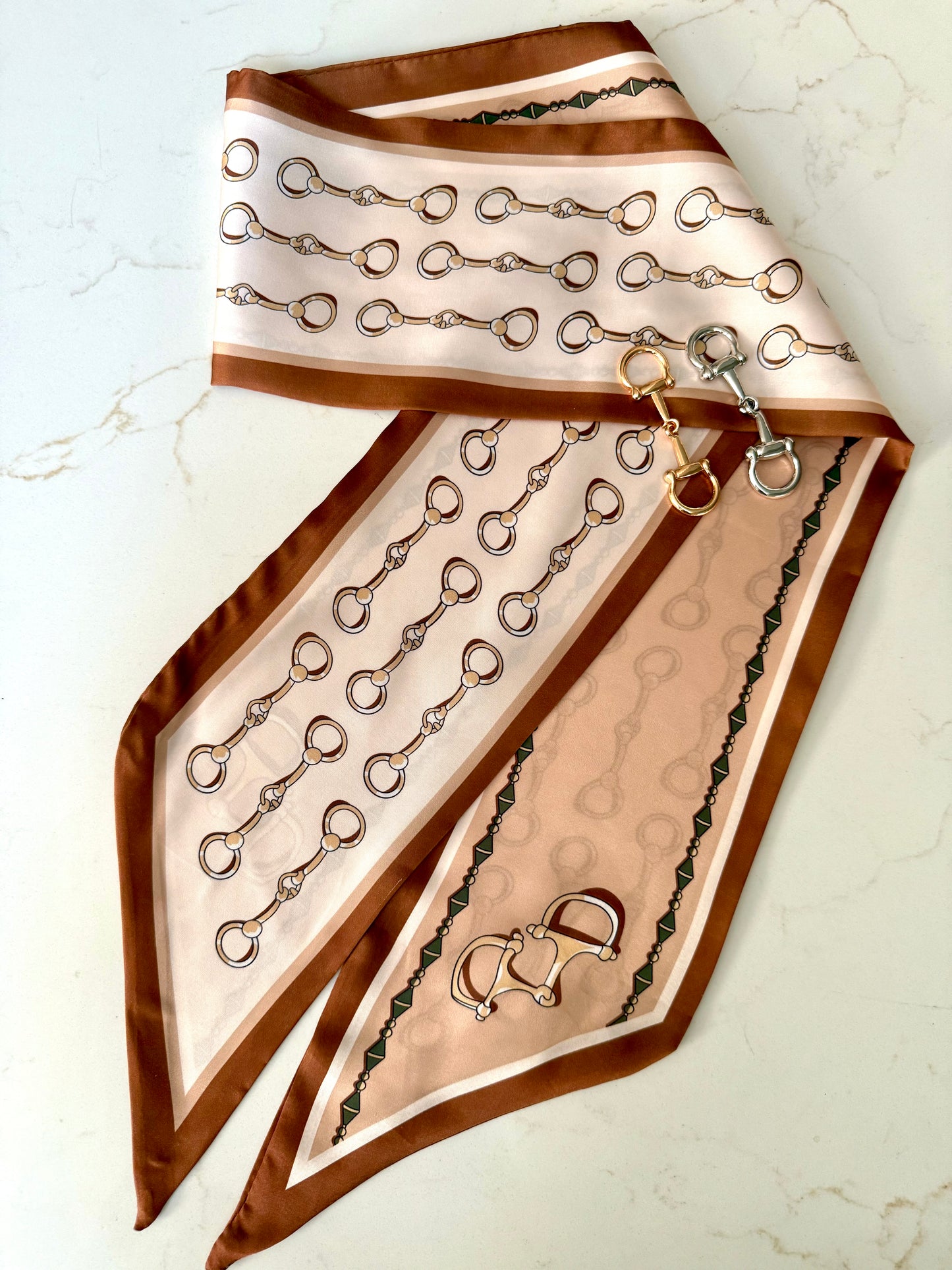 Satin Twill Silk Scarves -  Equestrian