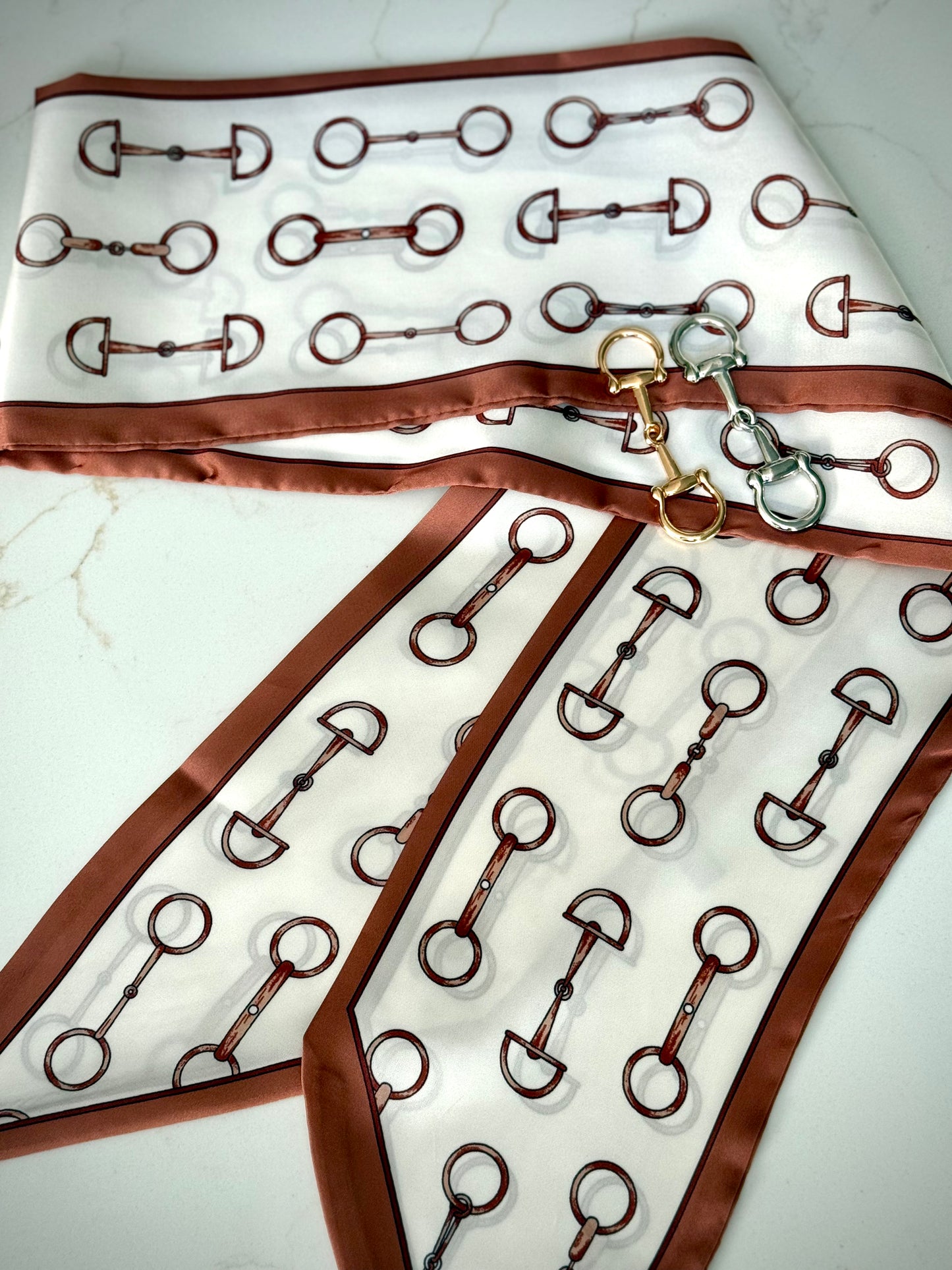 Satin Twill Silk Scarves -  Equestrian