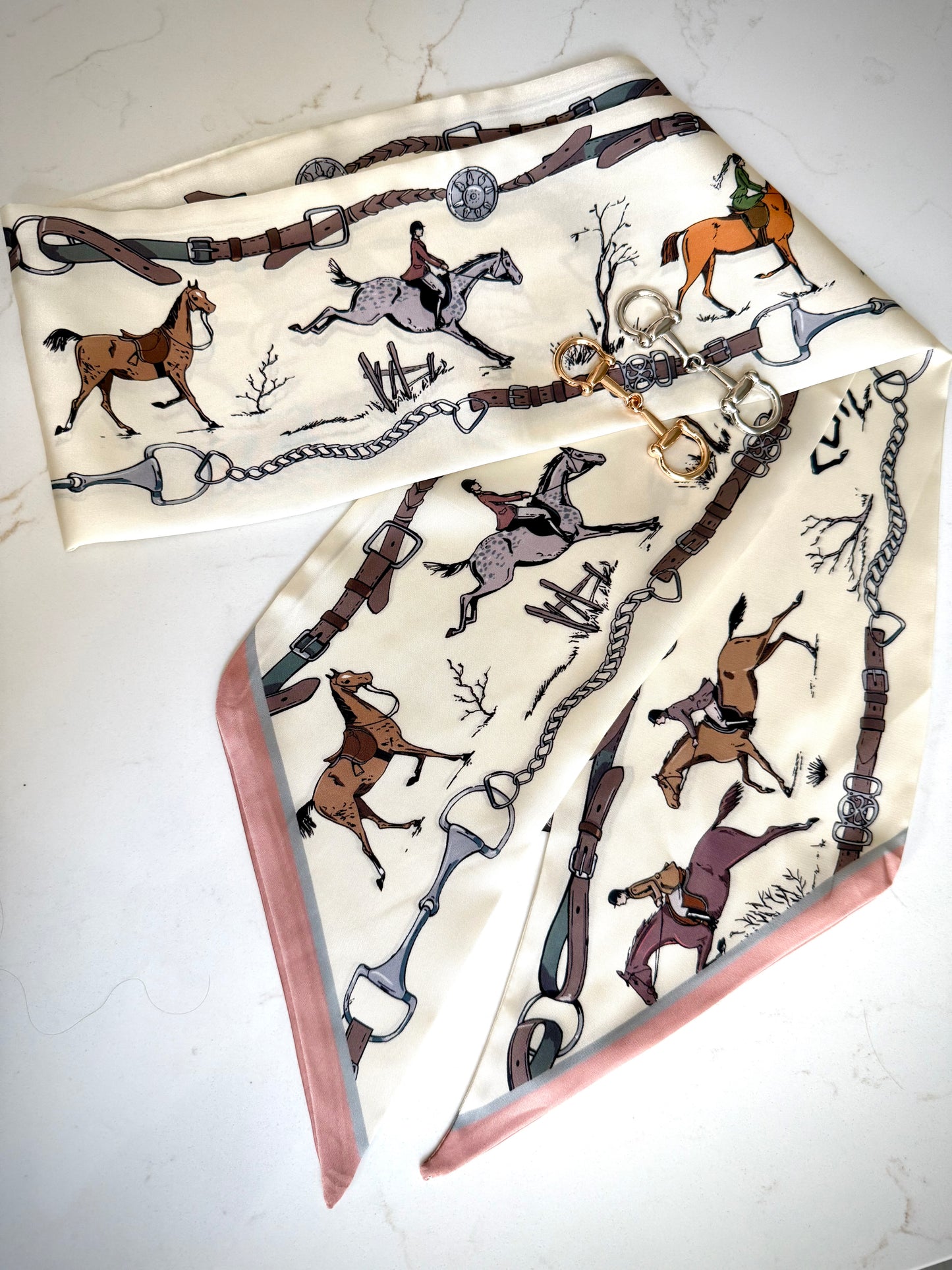 Satin Twill Silk Scarves -  Equestrian