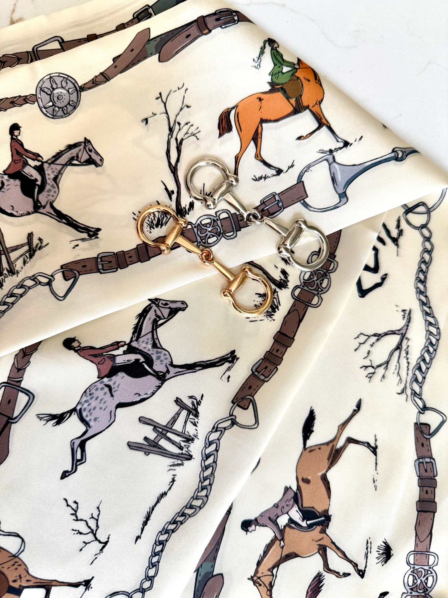 Satin Twill Silk Scarves -  Equestrian