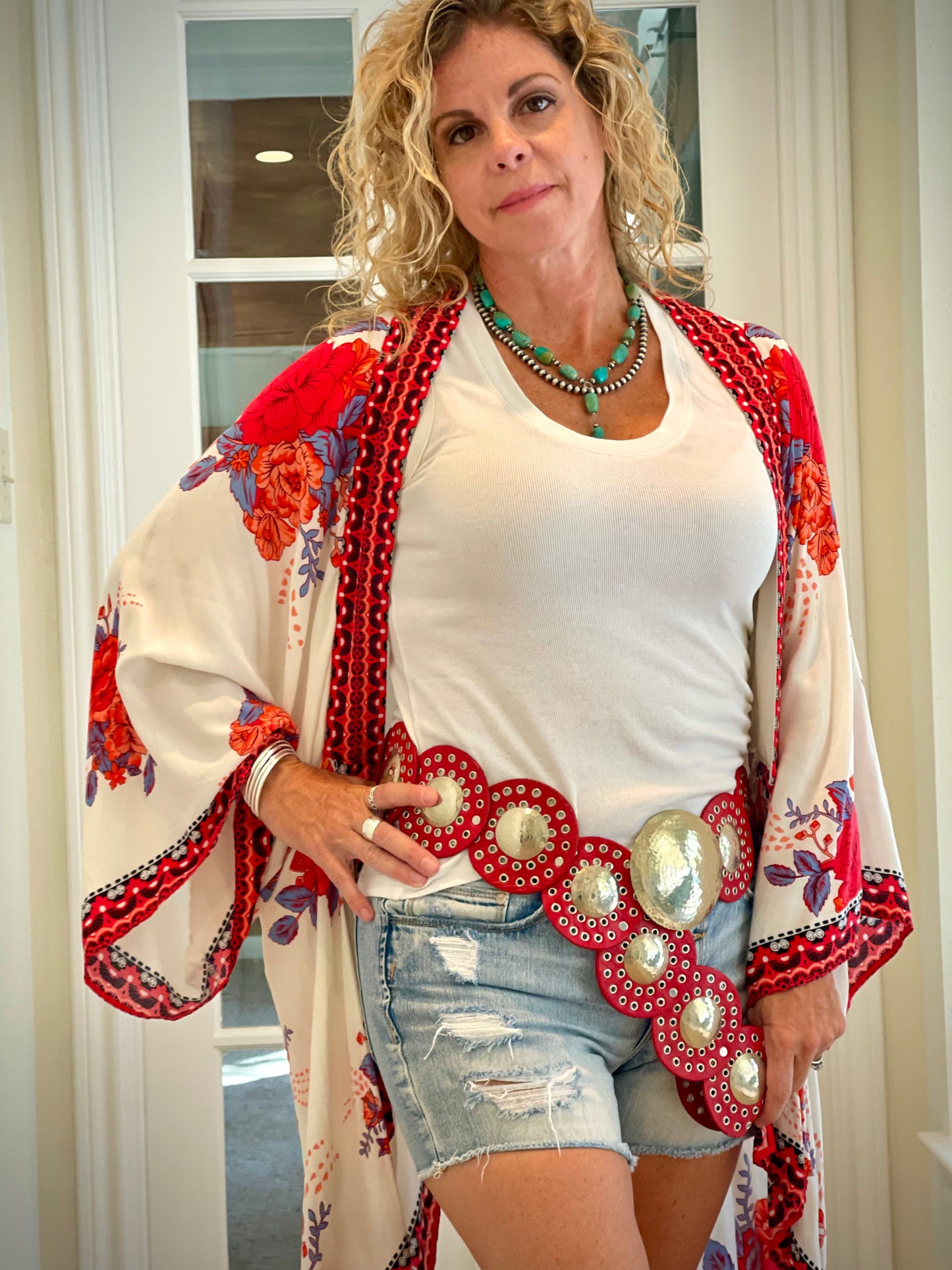 Round Leather Concho Belt - Red Robin