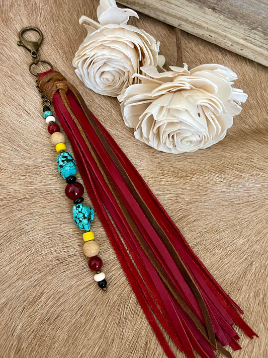 Red & Brown w/Turquoise II - Purse Tassel