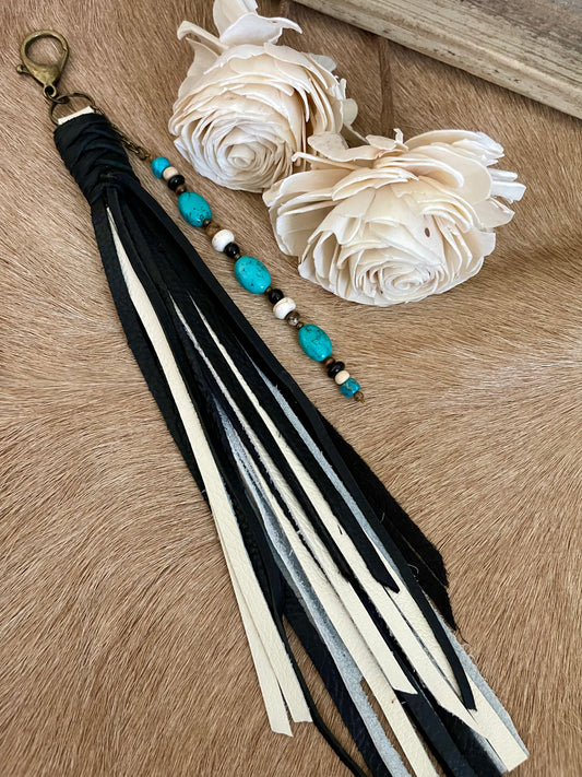 Black & White w/Turquoise - Purse Tassel