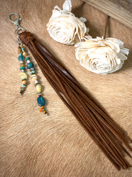 Brown w/ Mixed Natural Stones - Purse Tassel