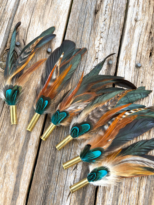 Hat Feather Clip - Brown Iridescent w/Turquoise