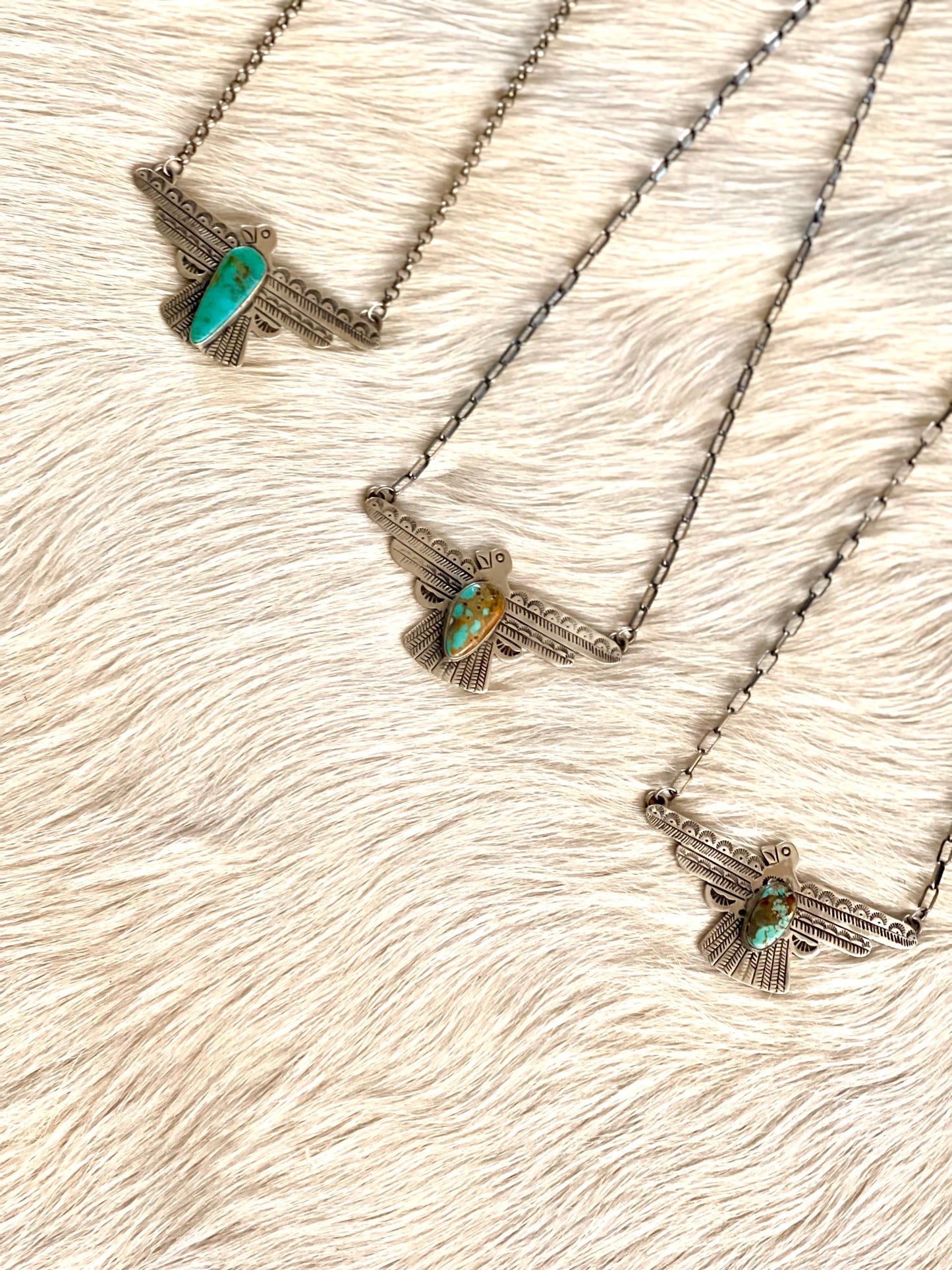 Thunderbird & Turquoise Charm w/Silver Chain (Large)