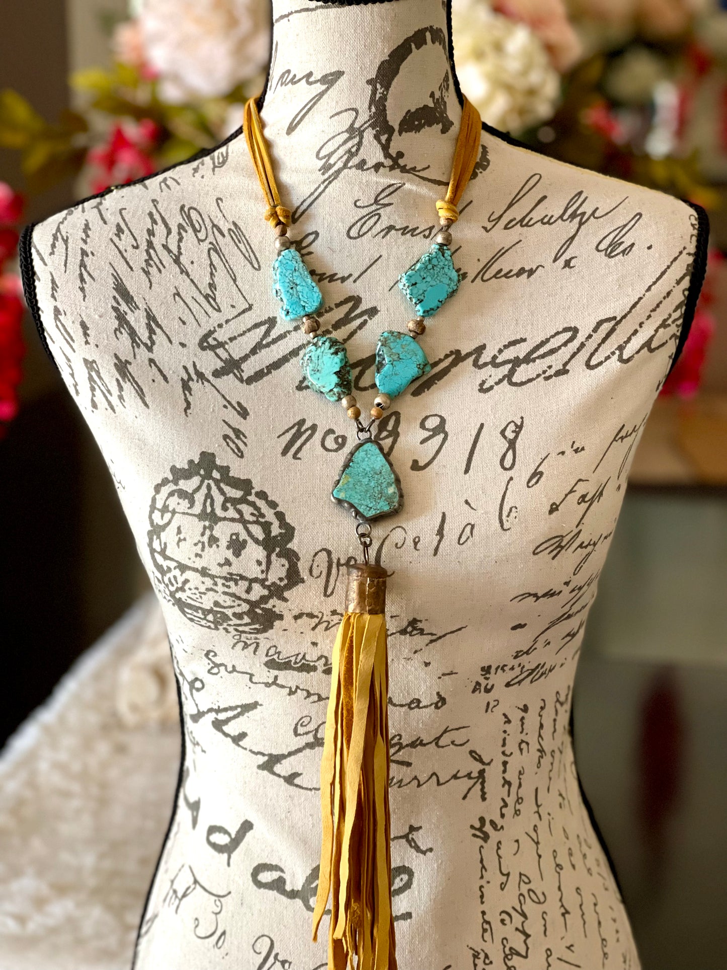 The Route 66 - Turquoise Slab Adjustable Necklace