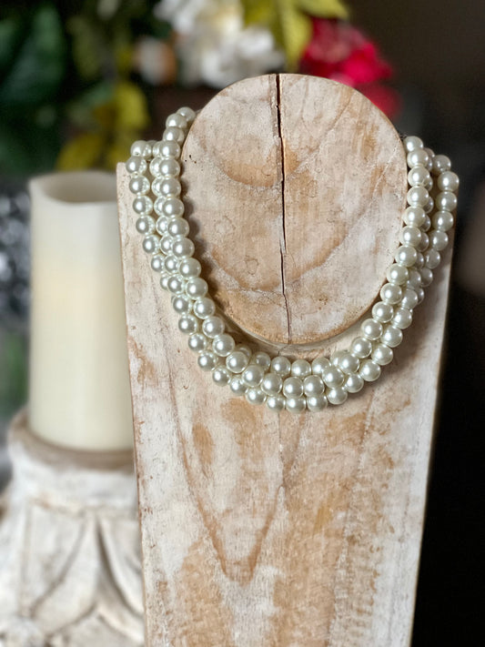 The Barbie - Triple Strand Pearl Choker