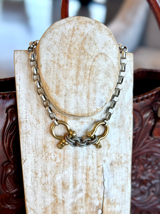 Double Shackle Necklace & Bracelet - Two-Tone