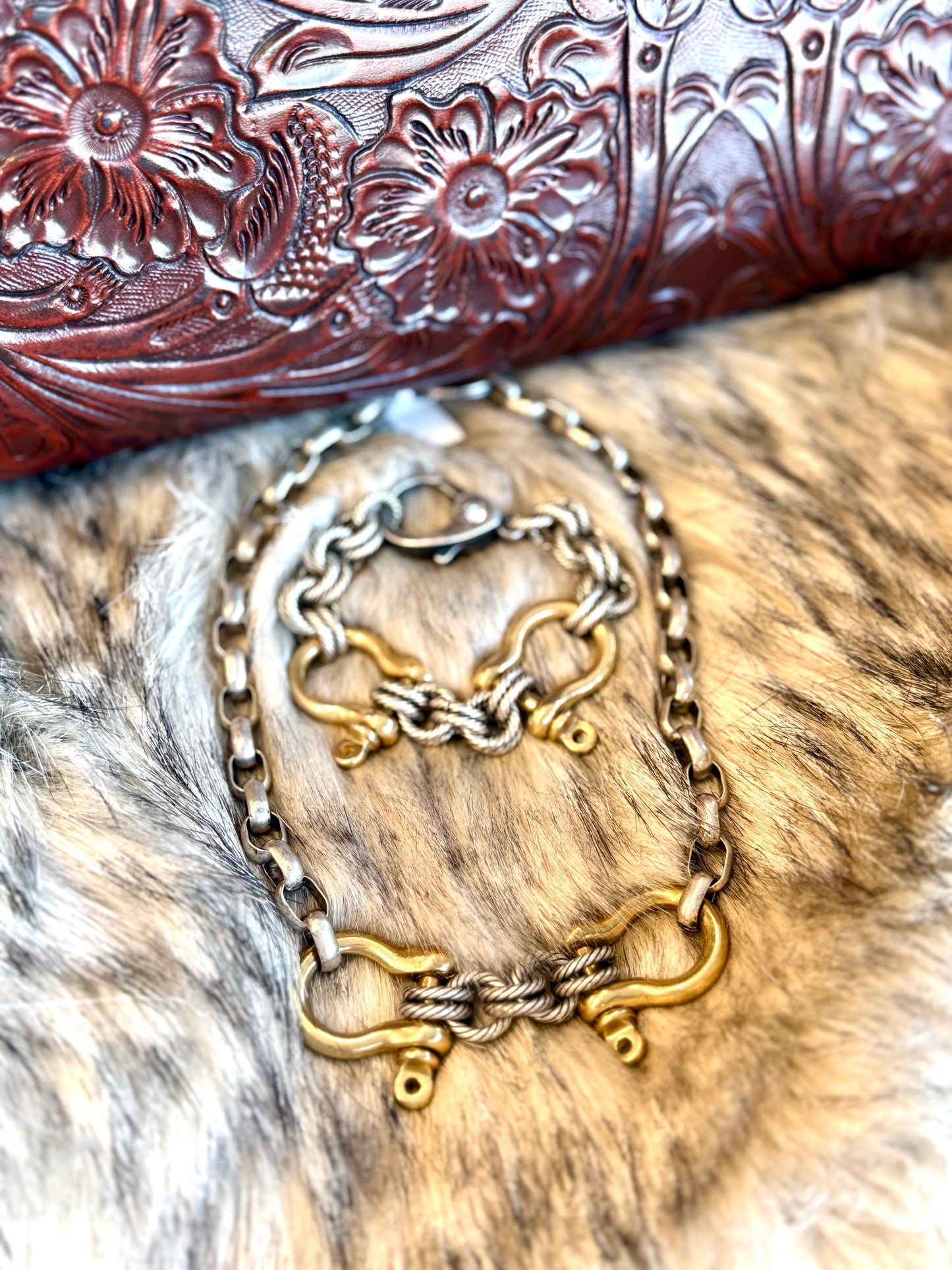 Double Shackle Necklace & Bracelet - Two-Tone