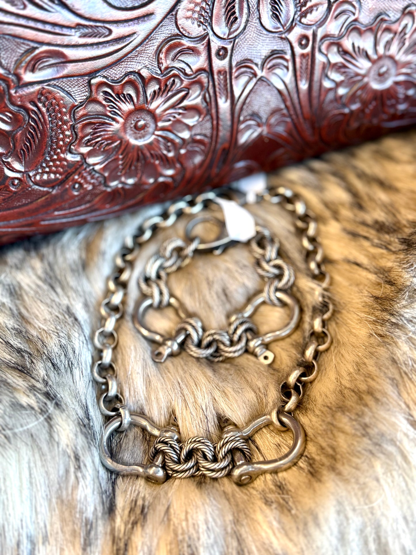 Double Shackle Necklace & Bracelet - Two-Tone