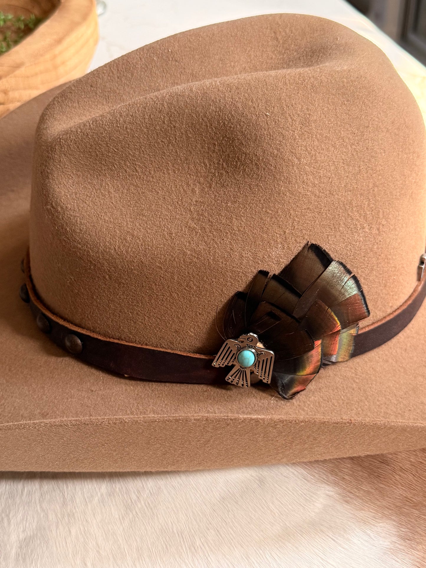 Thunderbird & Turkey Feather - Hat Pin