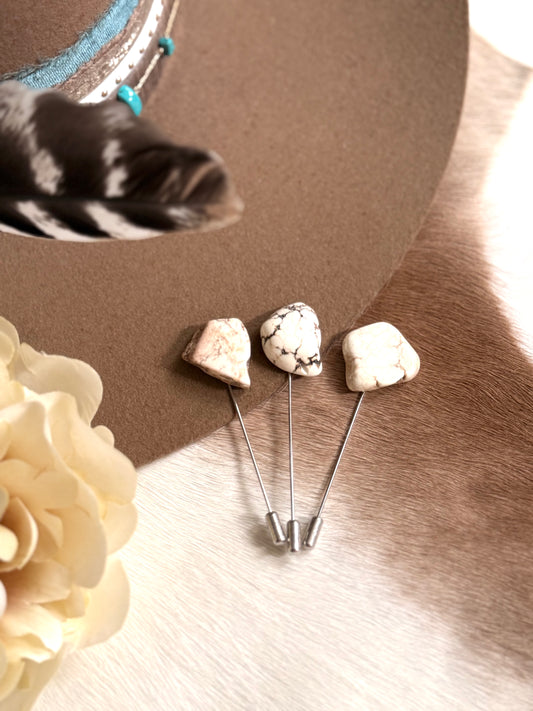 White Buffalo Stone Hat Pin