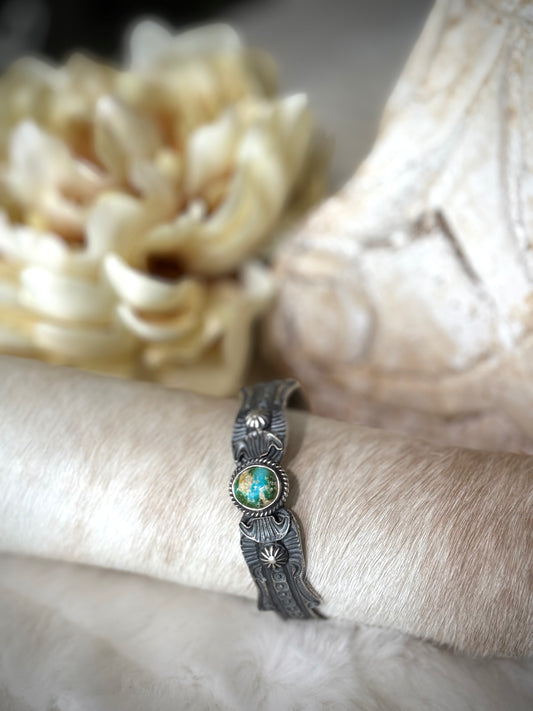 Thick Sterling Silver Bracelets w/Turquoise