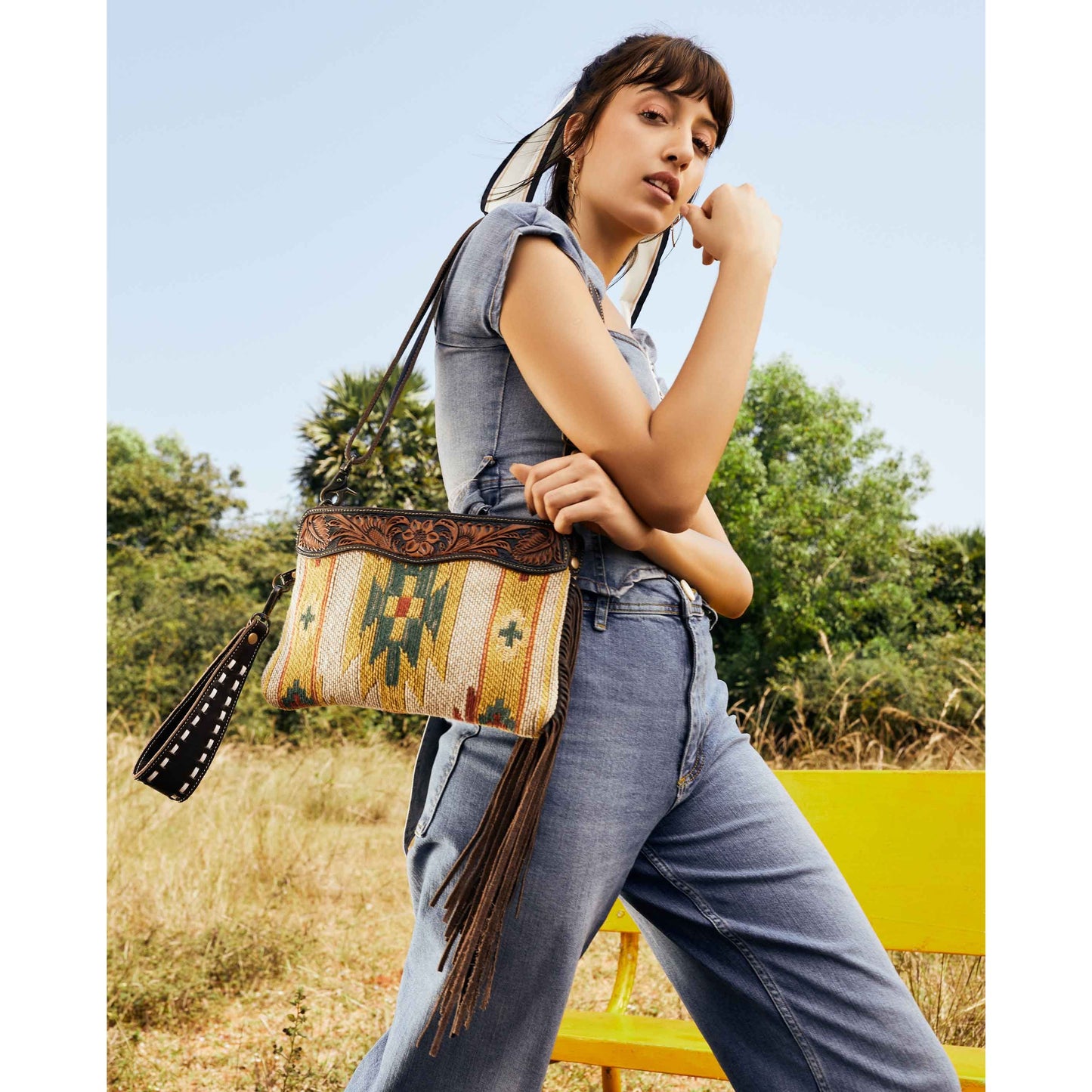 Dazzling yellow Hand-Tooled Bags