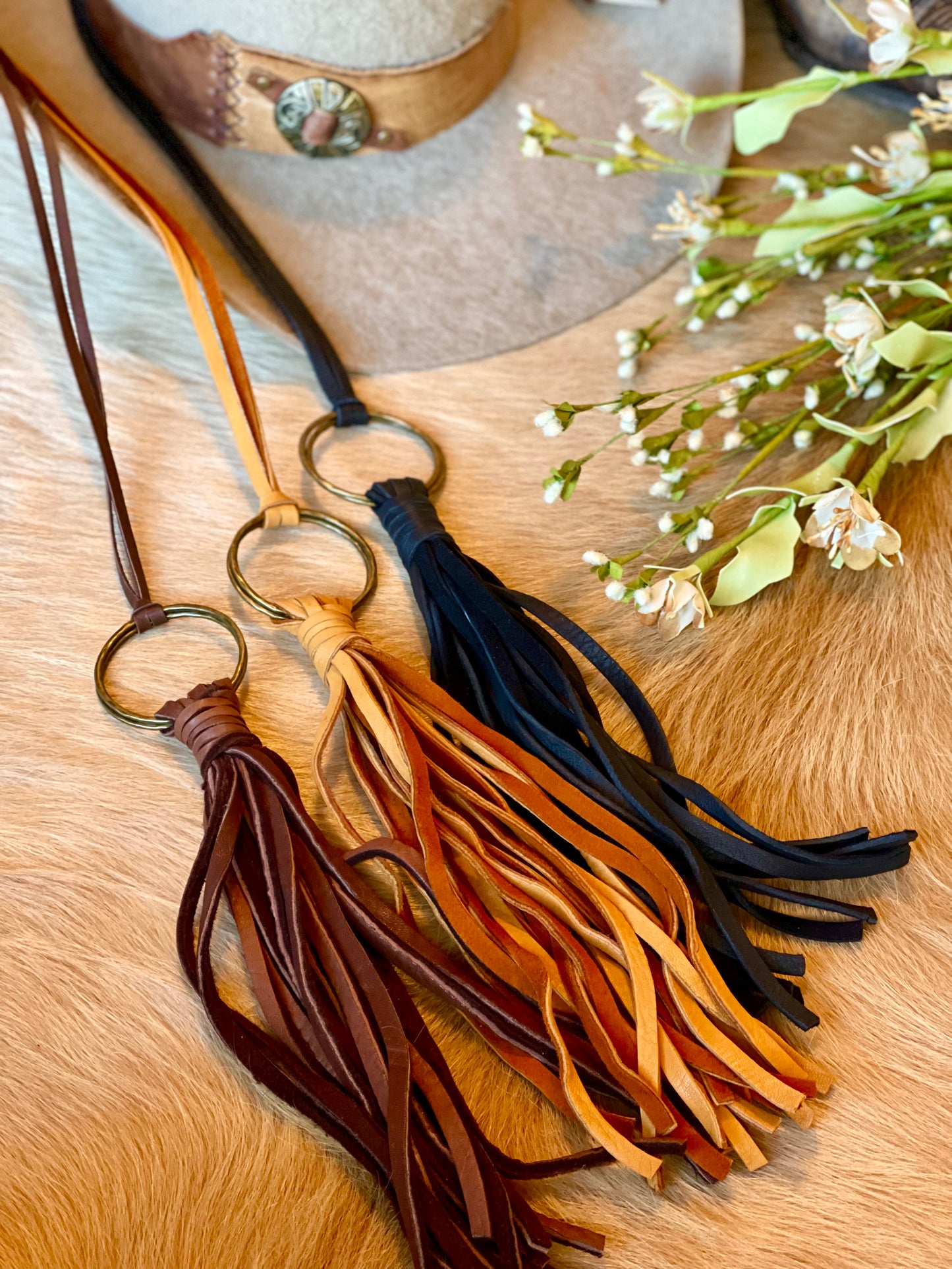 Leather Fringe and Loop Necklace