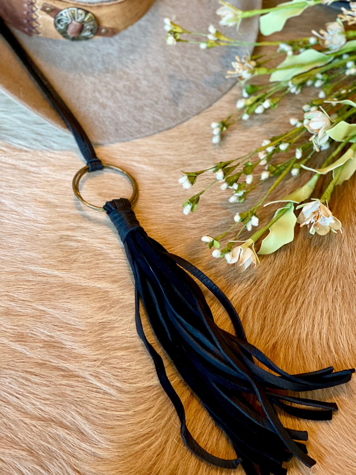 Leather Fringe and Loop Necklace