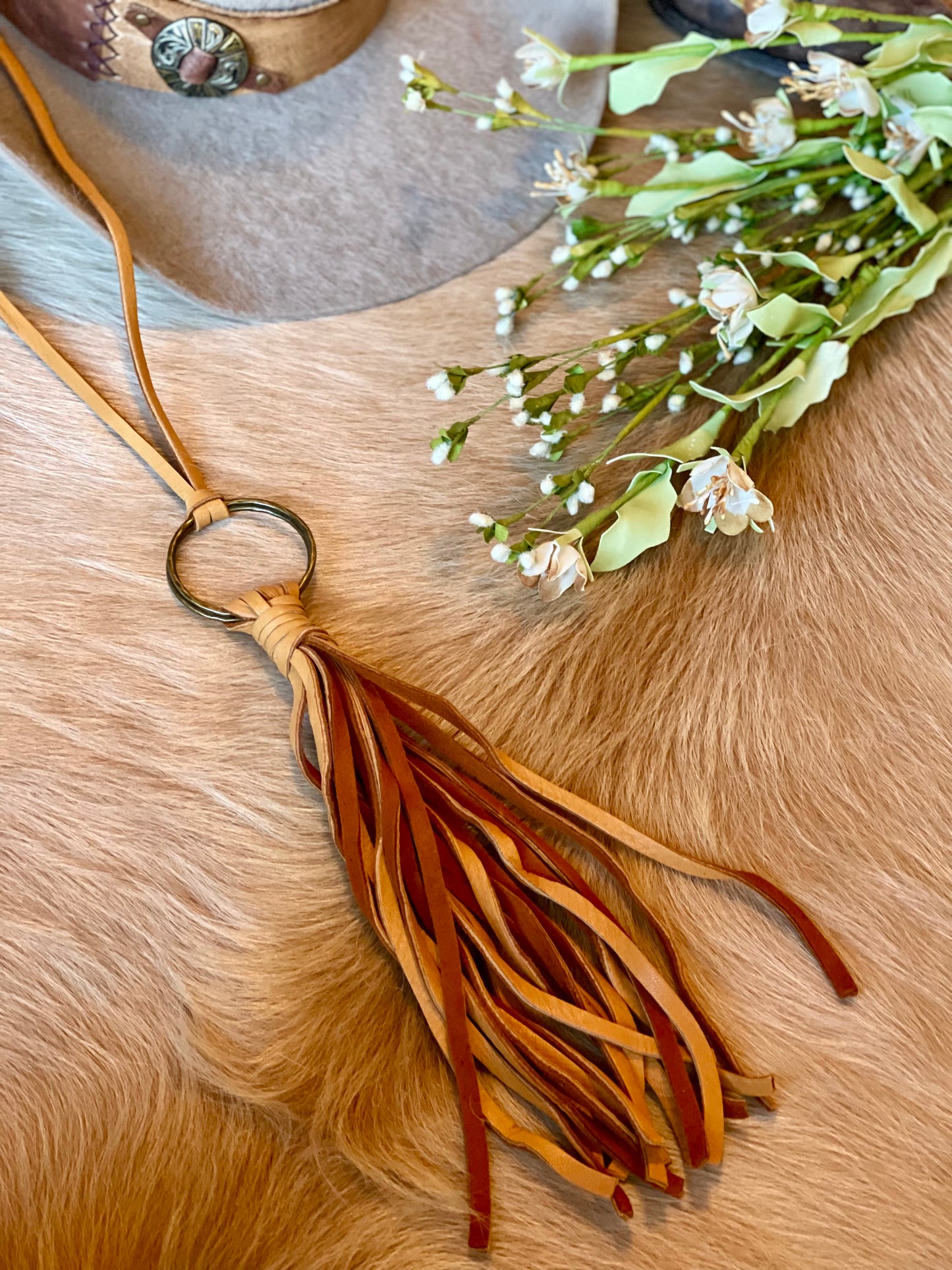 Leather Fringe and Loop Necklace