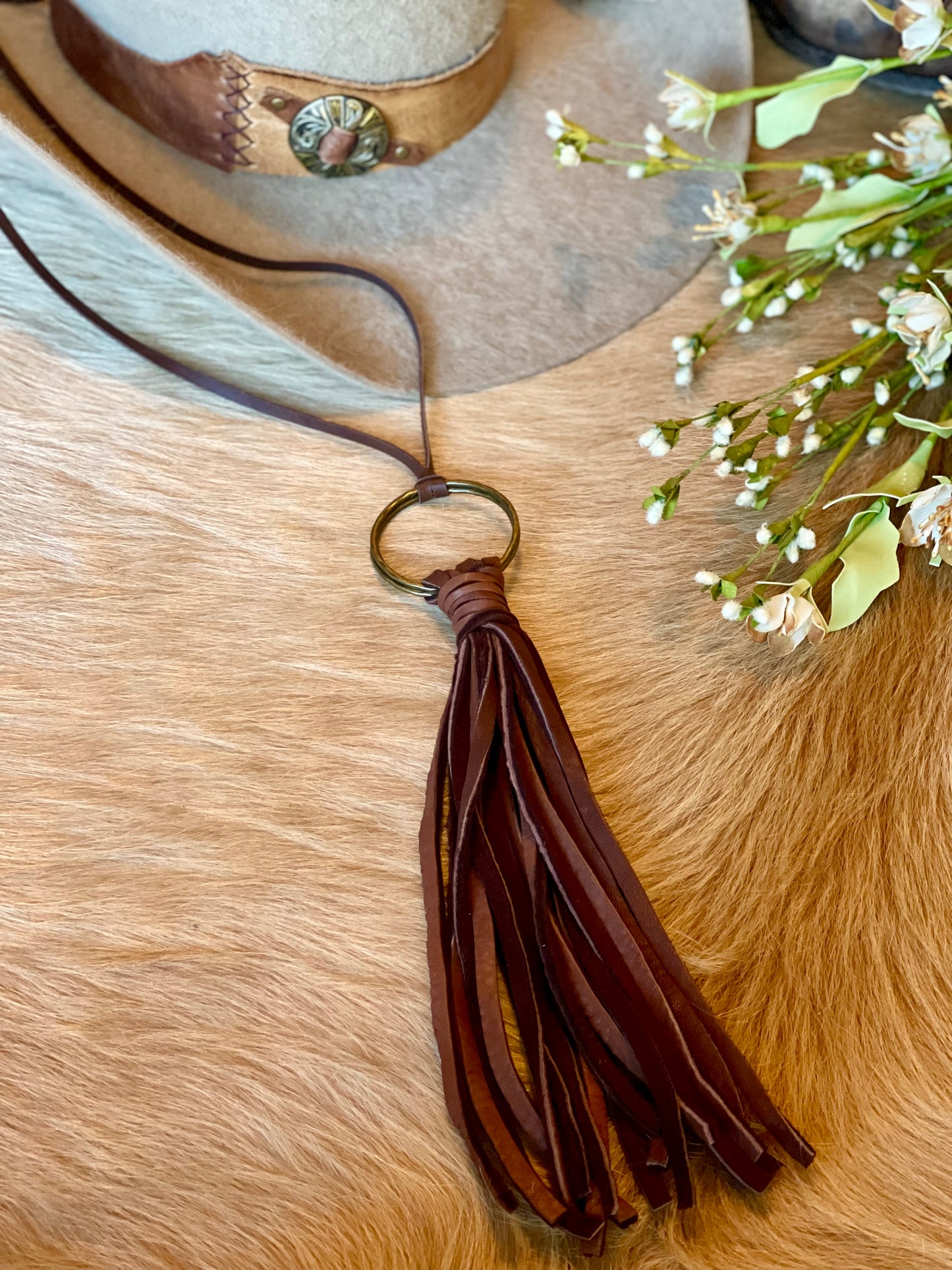 Leather Fringe and Loop Necklace